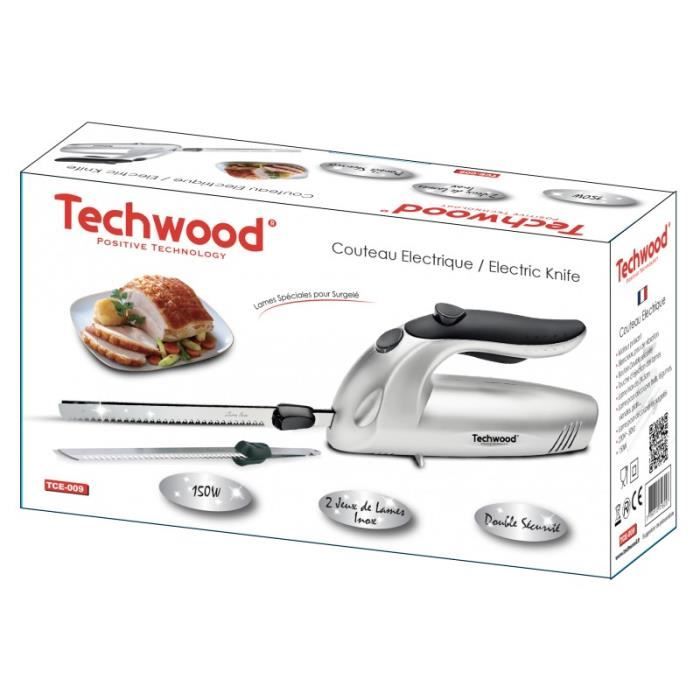 Couteau électrique - TECHWOOD - 150W - Lame INOX de 24,5cm - Découpe  fruits, légumes, viandes, pain et surgelés - Cdiscount Electroménager