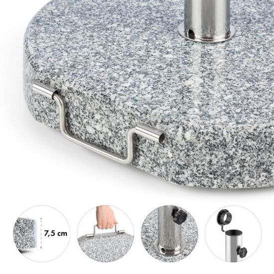 Blumfeldt Schirmherr 25HSQ Pied de parasol 25 kg Balcon rectangle granit gris