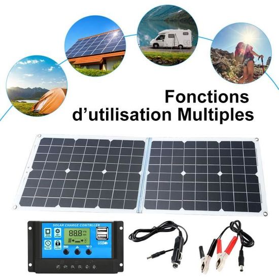 Panneau Solaire Flexible 50W Gedourain - Chargeur Batterie Monocristallin Double USB Mince Et Léger - Idéal Camping, Randonnée, Vélo, Extérieur