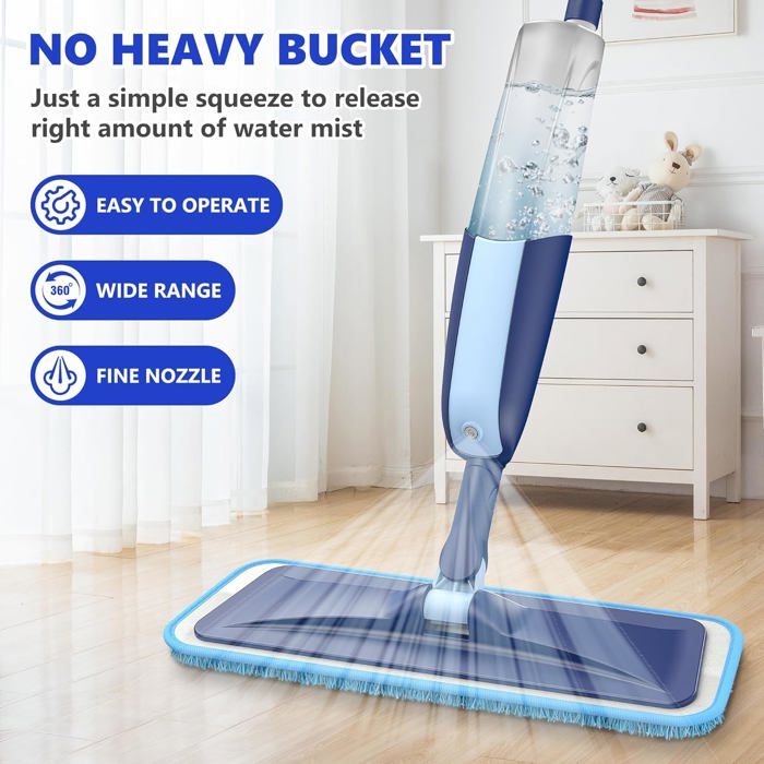 Balai Serpillère Vaporisateur Spray Mop Avec Réservoir 800ml - Tête Rotative 360° Microfibre - Nettoyage Sol Bois Stratifié Balai Serpillere Vaporisateur