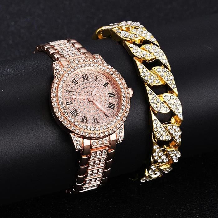 LIWI Montre Femme Montre en Or Montre Femme Marque de Luxe Strass Bracelet Femme Montre Femme 2pcs Set SliverC 3567 Achat vente montre Cdiscount
