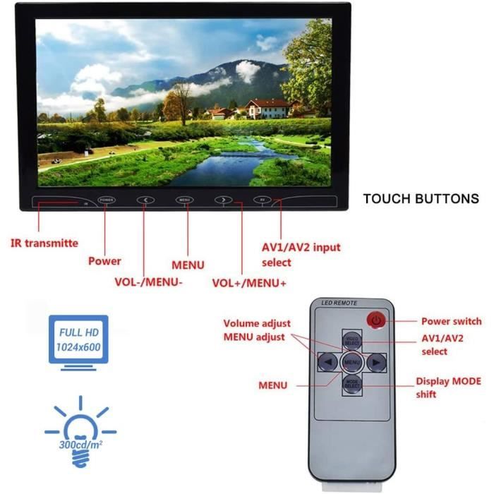 10,1 Pouces Portable HD Moniteur LED Petit LCD Écran avec HDMI/VGA/AV Port  écran Étendre Monitor et Haut-Parleur Intégré pour DVR/PC - Cdiscount  Informatique