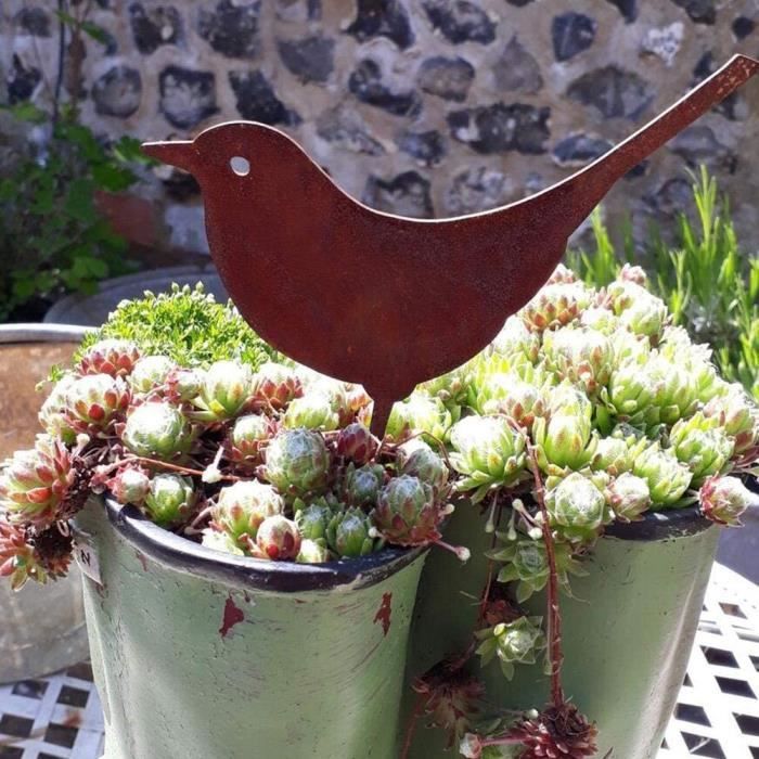Piquet de Jardin en Métal Rouillé, WOVTE Oiseaux Rouillés avec Vis, Métal  Rouillé Jardin Yard Art - 4pcs - Cdiscount Jardin