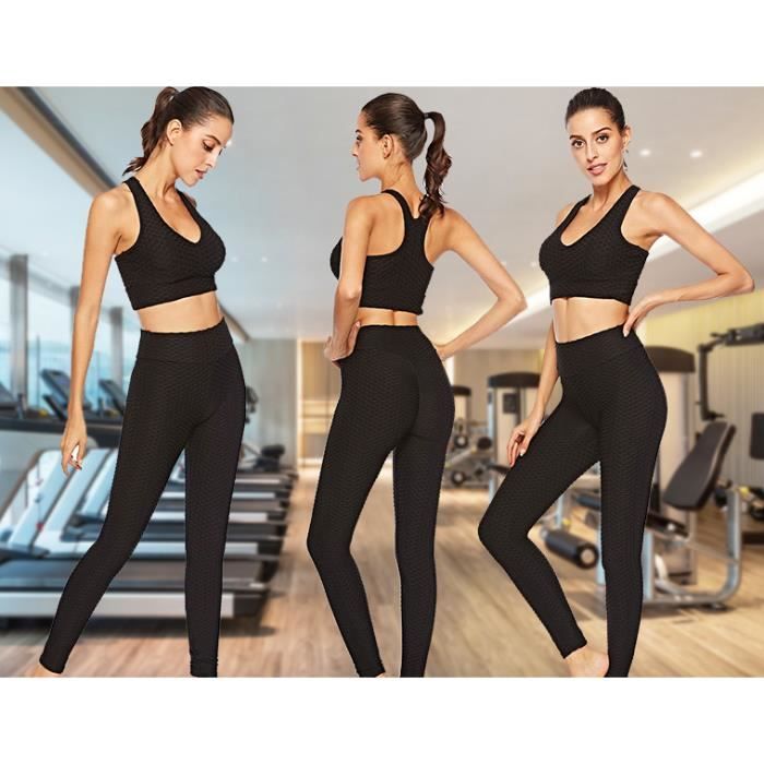 Legging de Sudation Femme Noir Taille L Compression Elastique Yoga Fitness