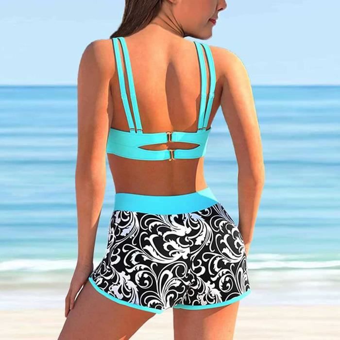 Maillot de bain 2 pièces shorty taille haute clearance