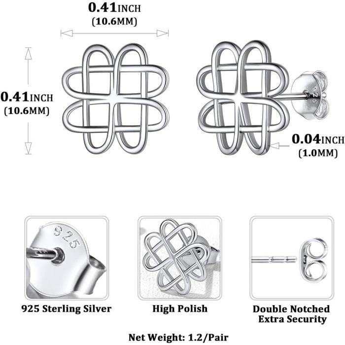 Boucles D'Oreilles En Forme De Nœud Celtique En Argent Sterling 925