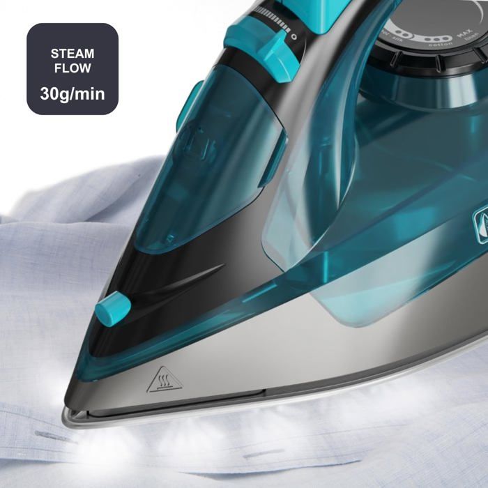 Haeger Steam Rider Ferro Da Stiro A Vapore 2200W – Suola Acciaio Inox, Vapore Verticale 60g, Anticalcare, Serbatoio 260ml