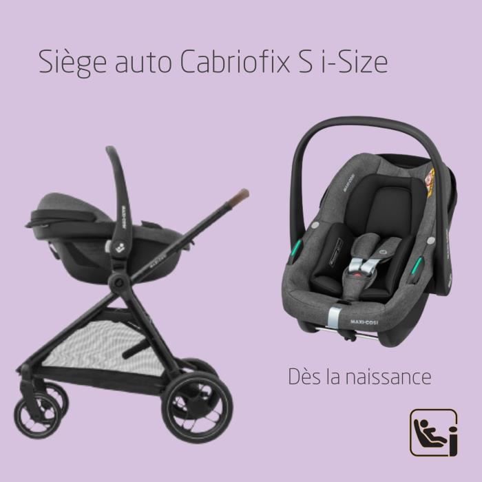 MAXI-COSI Poussette 3 en 1 ZeliaS iSize-Nacelle+Siège auto