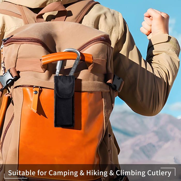 Couverts Camping 4 En 1 Pliables Acier Inoxydable – Cuillère, Fourchette, Couteau, Ouvre-Bouteille, Ultra Portable Noir
