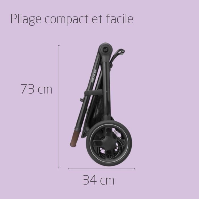 MAXI-COSI Poussette 2 en 1 Zelia 3, nacelle intégrée, 4 roues