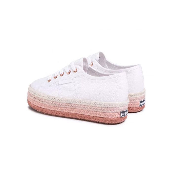 Basket Superga 2790 COTCOLOROPEW SUPERGA Blanc Femme Lacets Textile Compense Bianco rosa oro Cdiscount Chaussures
