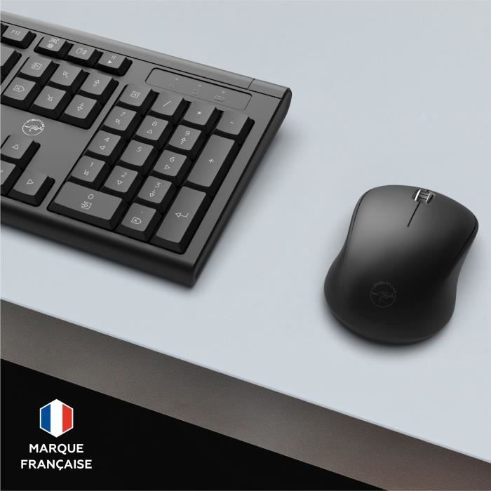 Pack Clavier Azerty + Souris Sans Fil APM 100042 - Combo Bureautique 2.4GHz Ultra Rapide