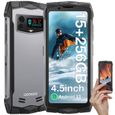 DOOGEE Smini Smartphone 4.5pouce HD+ téléphone portable incassable Helio G99 15Go+256Go Android 13 déverrouillage du visage - Argent-0