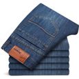 FUNMOON Jeans Hommes Casual Marée Style Coupe Droite Slim En Conception Simple-0