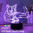 3D LED Veilleuse Tactile Lampe De Chevet -Chat - 7 Couleurs - Enfant Cadeau À Piles (SANS PILES)-0