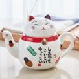 THEIERE,1pc pot (red)--Service à thé japonais en porcelaine avec joli motif de chat Plutus, théière et tasses à thé créatives en cér-0