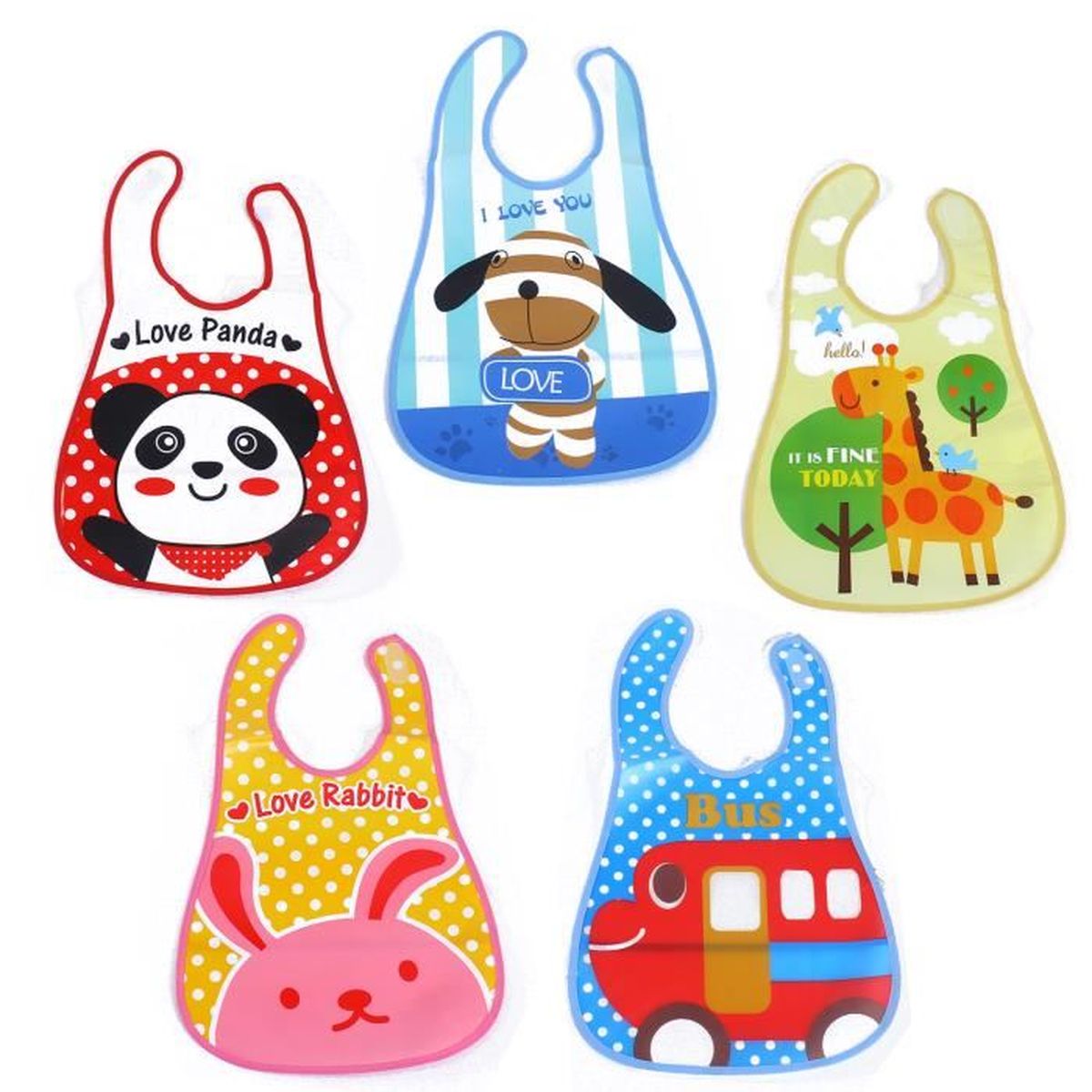 Lot De 5 Bavoirs Bebe Bavoirs Impermeable Bebe Avec Dessin Anime Cadeau Naissance Cdiscount Puericulture Eveil Bebe
