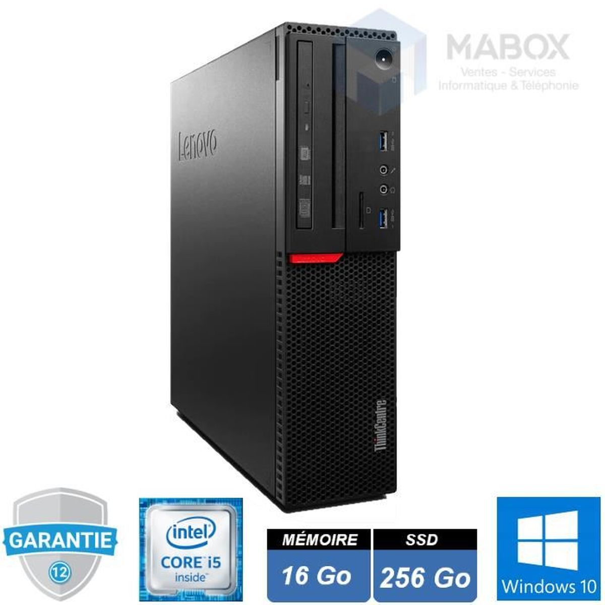 Étui / Boîtier Lenovo ThinkCentre M700 Avec E/S Avant Et Câbles - Occasion