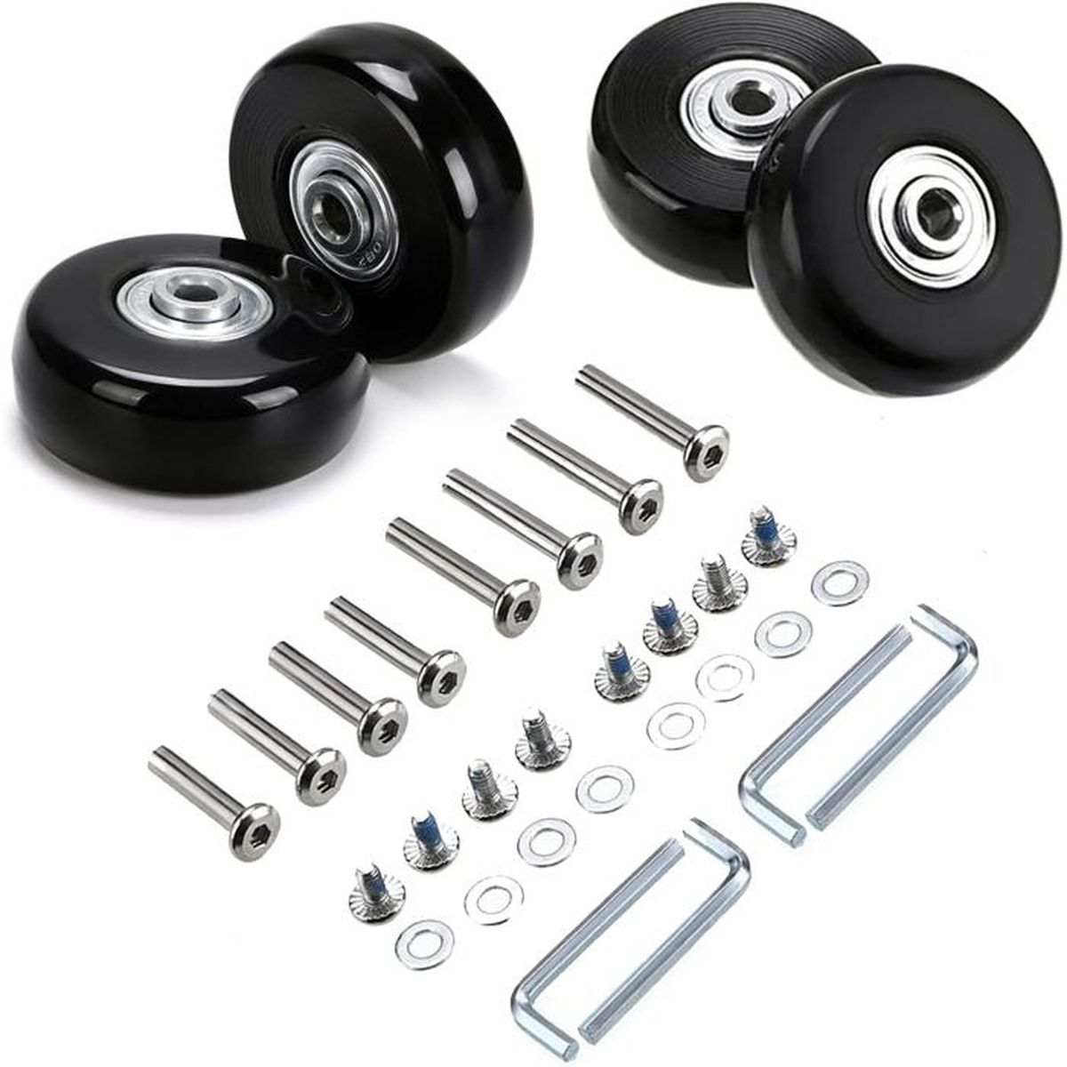 Roues De Remplacement Pour Valise - 2 Pièces Universelles En PVC Noir, Pivotantes 360° - Pour Réparer Bagages, Trolleys, Caisses