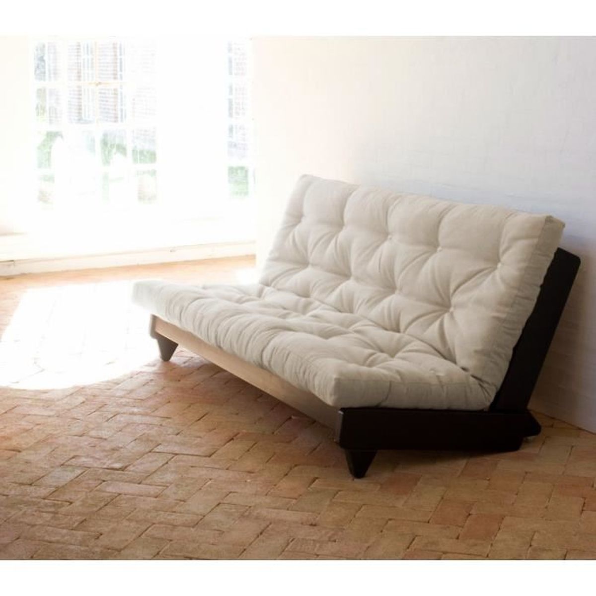 Banquette futon fresh en bois wengé 140x200 Terre de Nuit Cdiscount
