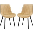 WAFTING Lot de 2 Chaises de Salle à Manger avec Assise et Dossier Tapissés en Velours, Pieds en Métal Robustes,Champagne