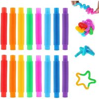 16 Pièces Pop Tubes Mini Jouets Sensoriels, Multicolore Tuyau Extensible, Jouets Sensoriels Extensible, Soulager l'anxiété et Stress