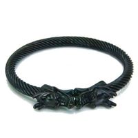 Bracelet homme jonc acier inoxydable noir têtes de dragon