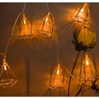 Guirlande Lumineuse Solaire Décorative 10 Lanternes Fil de Métal  Style Industriel à LED sur Câble-Or-Etanche - 1.5 Mètres Or