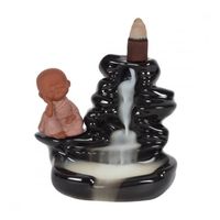 Fontaine à encens en céramique Bouddha et Cascade Zen Noir