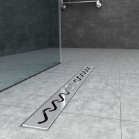 Caniveau de douche italienne en acier inoxydable - AICASanitaer - Vagues - 80 cm
