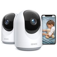 Caméra de Surveillance GNCC P1-2E - 2 Pack - WiFi Interieur 1080P - Caméra Dôme avec 360°PTZ - Suivi de Mouvement et Vision Nocturne