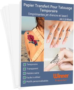Papier Transfert à Eau Haute Qualité - 20 Feuilles A4 Pour Imprimante Jet D'encre | Idéal Pour Personnaliser Tasses, Céramique, Verre