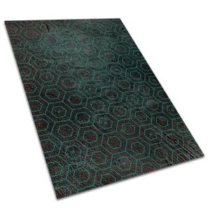 TAPIS D’EXTÉRIEUR Tapis d'extérieur en vinyle - Decormat - Hexagone rétro - 120x180cm - Vert/Bleu