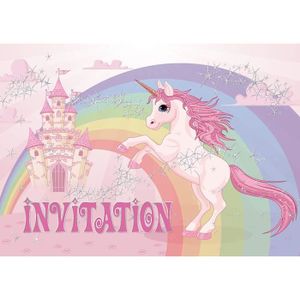 6 Cartes d'invitation Licorne Multicolore REF/001CINV