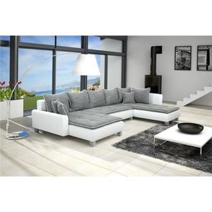 Canape D Angle Gris Blanc Cdiscount