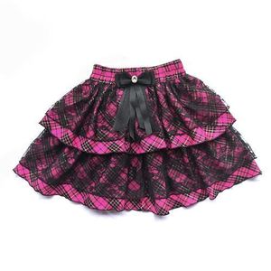 JUPE Mini jupe à carreaux style Harajuku japonais Y2K Tuku pour fille,jupe gâteau,dentelle douce noire,nœud papillon,deux - black pink