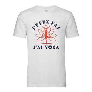 T-SHIRT T-shirt Homme Col Rond Blanc J'Peux Pas J'ai Yoga 