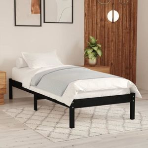 STRUCTURE DE LIT Cadre de lit en bois noir 90x190 cm - ZJCHAO - Con