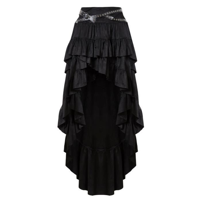 Jupe noire longue et courte devant avec ceinture, gothique steampunk,  darkinlove Noir - Cdiscount Prêt-à-Porter