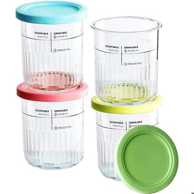 Hejo 2 Pièces Pot Pour Ninja Ice Cream Swirl, 480 ML Récipient Pour Ninja Creami Pour NC700 NC701, Bacs À Crème Glacée Avec Couvercle Et Cuillère, Accessoires Pour Ice Cream Swirl