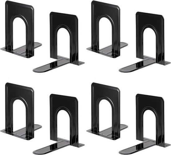 ALOTCHE Lot De 4 Paires De Serre-livres Ronds En Métal Pour étagères, Serre-livres Pour Bureau, Serre-livres Pour Livres, Serre-livres Noir Pour La Maison Et Le Bureau