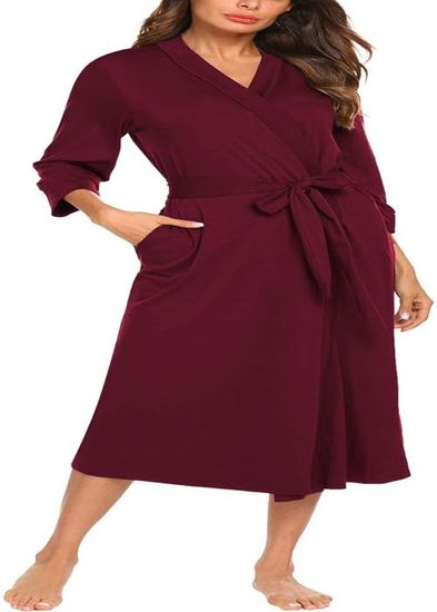 Peignoir Femme UNibelle - Longueur Cheville, Manches 3/4, Tissu Doux, Tailles S-XXXL