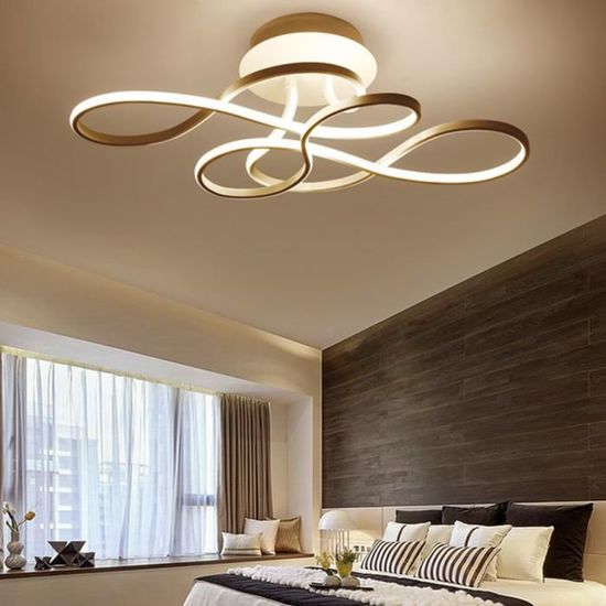 Plafonnier LED Design moderne Plafonniers 5 anneaux dorés Lampe de salon  dimmable avec télécommande pour salon Chambre Bureau 108 W - Cdiscount  Maison