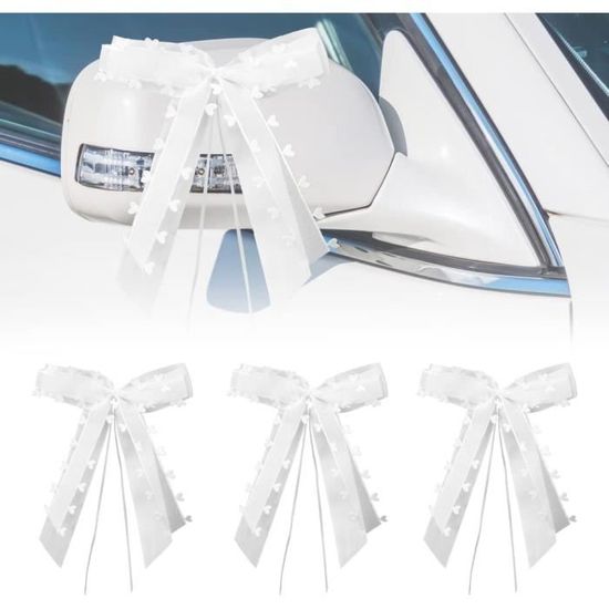 Noeud Mariage Voiture Blanc, 50Pcs Nœuds D'Antenne, Décoration Voiture