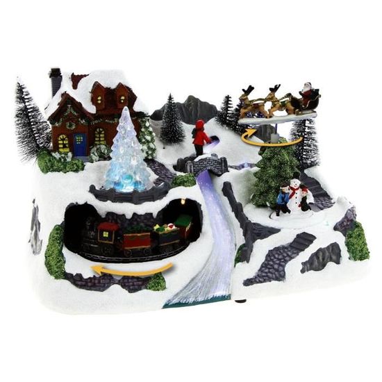 Village de Noël musical et lumineux à LED Hauteur 28cm Cdiscount Maison