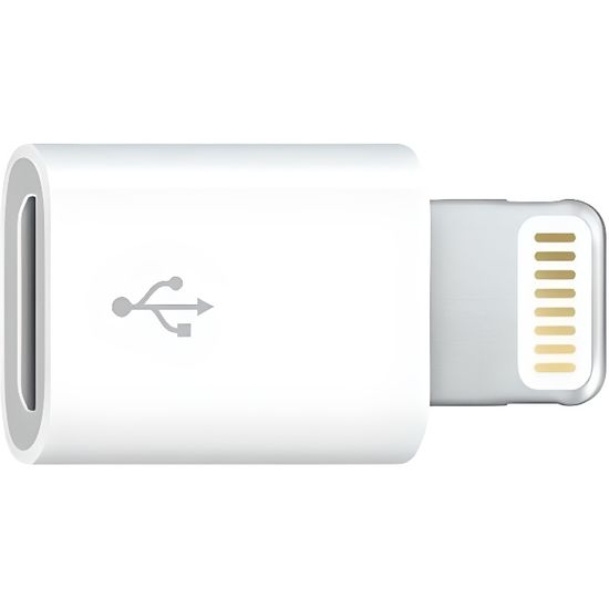 Adaptateur compatible Lightning vers micro USB - Charge et synchronisation - blanc