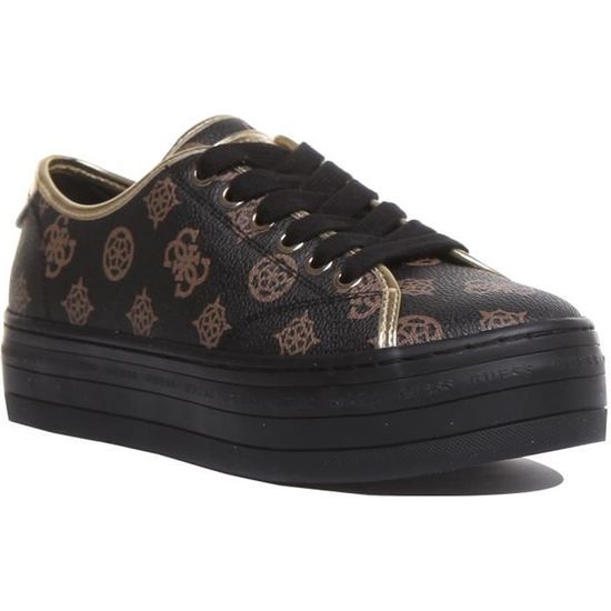 Guess Buddi 2 Active Baskets a lacets a plateforme pour femmes en brun noir Noir Cdiscount Chaussures