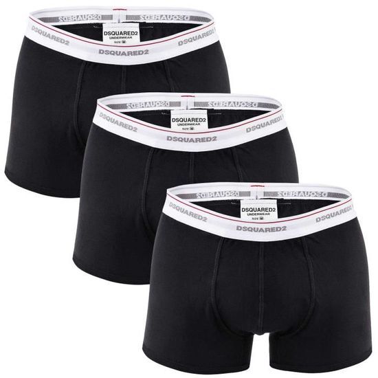 DSQUARED2 Calecon Homme uni Paquet de 3 Noir Cdiscount Pret a Porter