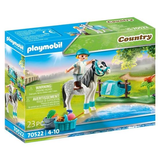 PLAYMOBIL - 70522 - Cavalière avec poney gris - Plastique - 23 pièces - Playmobil Country