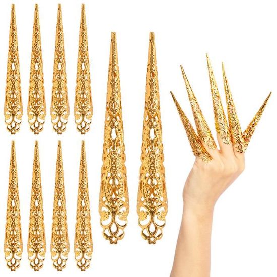 Set De 9 Anneaux Dorés Pour Bouts Des Doigts (knuckle Rings) - Style Breloque Imposant - Métal - Neuf Avec étiquettes